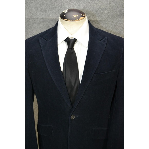 Reiss Blazer Mens 38S Navy Blue Corduroy Cotton Casual Luxury Sport Coat Jacket